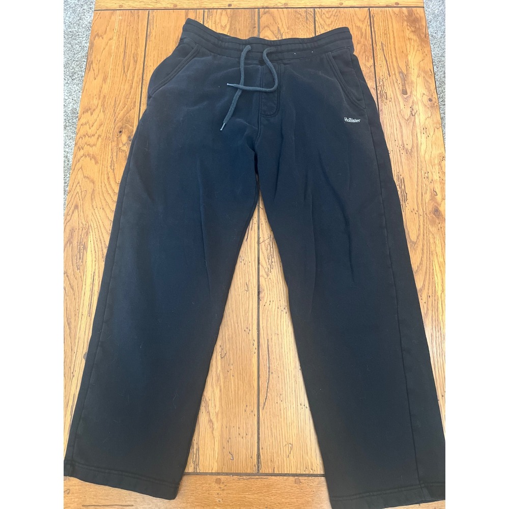Hollister Mens Black Sweatpants Straight Leg Drawstring Joggers Size M